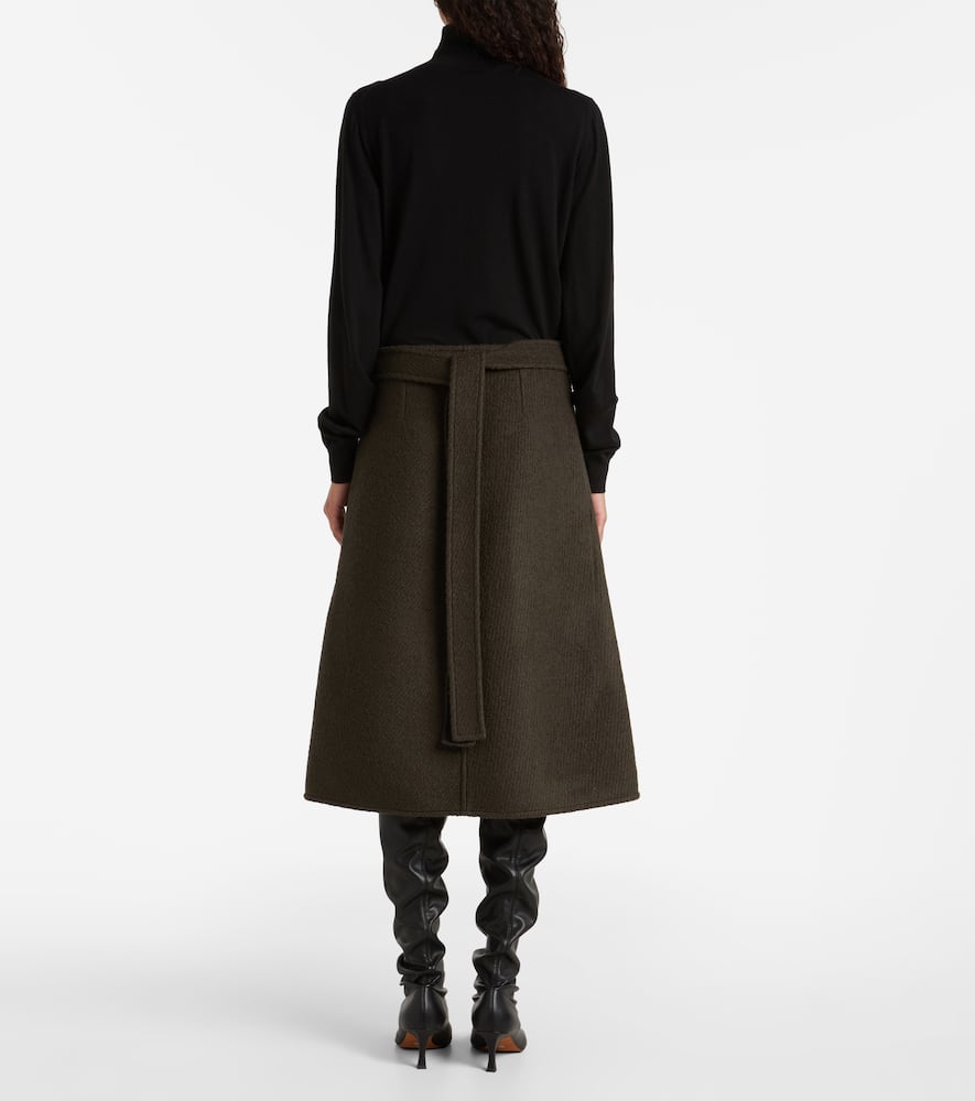 Bodhi wool-blend bouclé twill wrap skirt