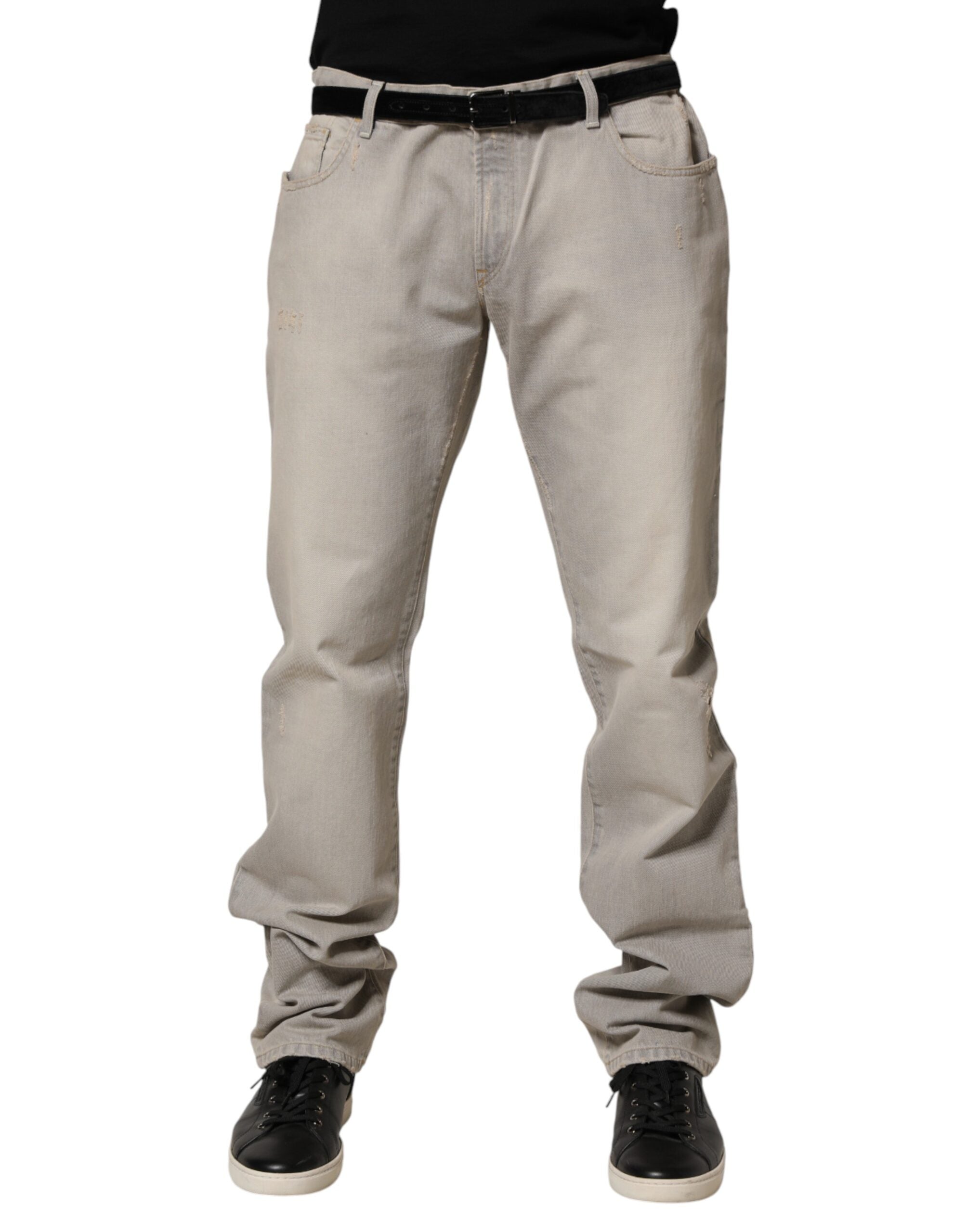 Cotton Straight Denim Jeans — Gray