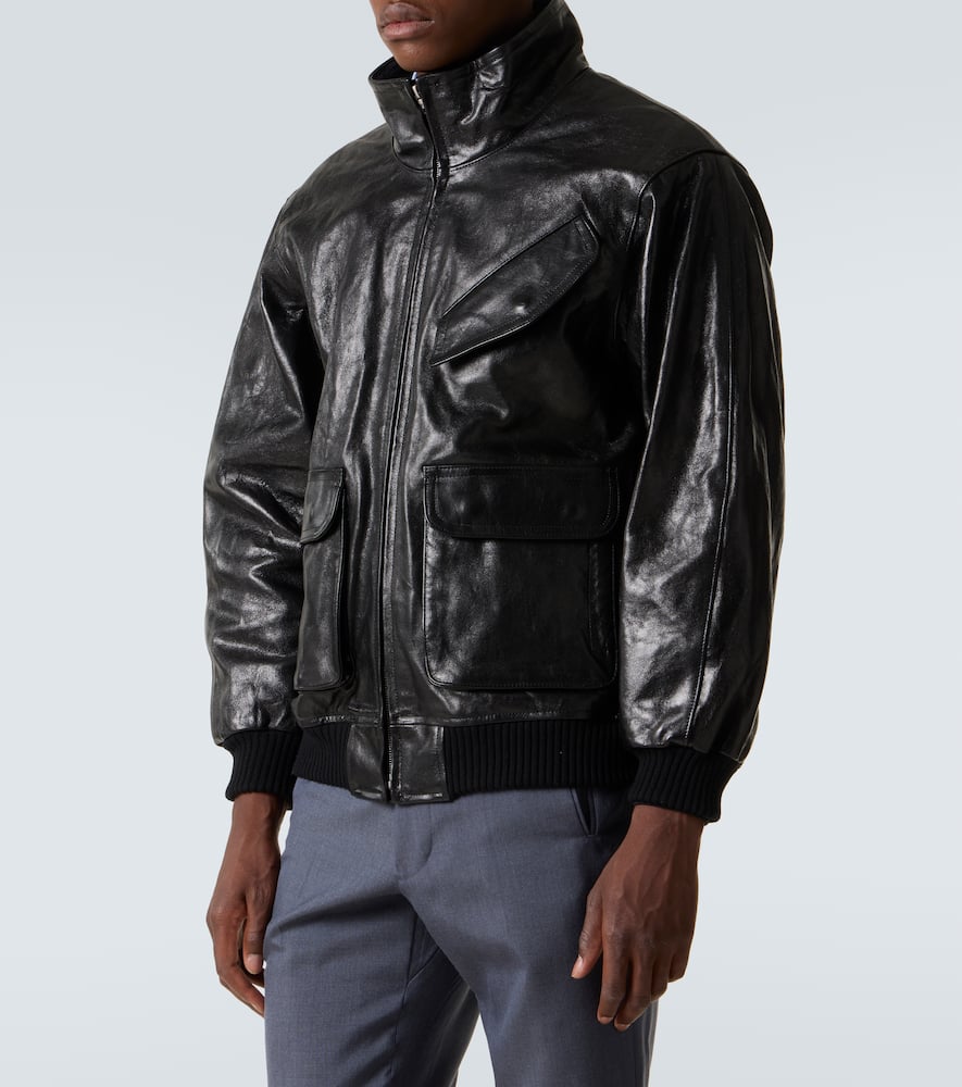 Leather bomber jacket