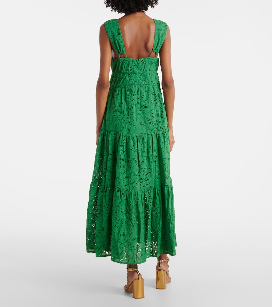 Farm Rio Monstera tiered cotton maxi dress