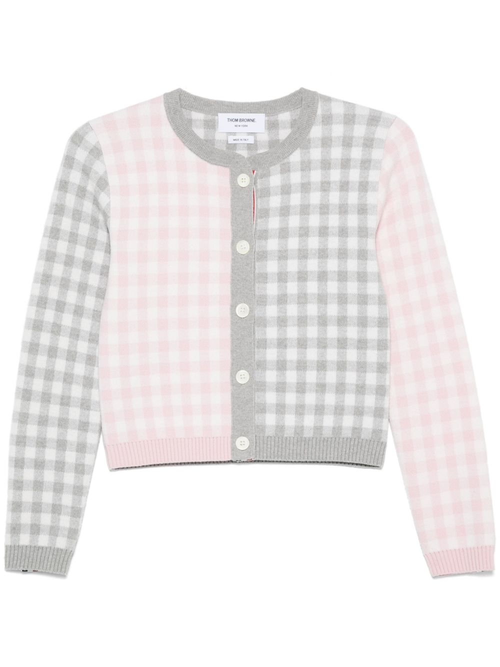 Gingham-check wool cardigan - Grey