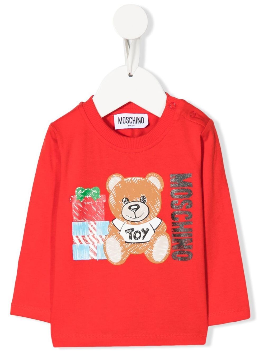 Teddy Bear-print long-sleeve T-shirt - Red