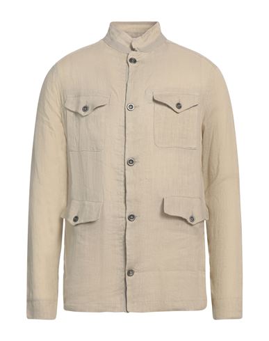 Alpha Studio Man Shirt Beige Size 42 Linen