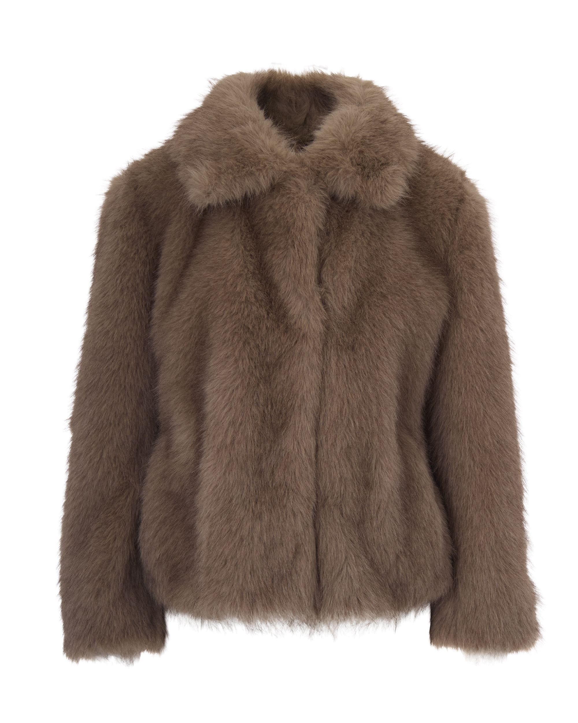 Faux-Fur Coat — Taupe