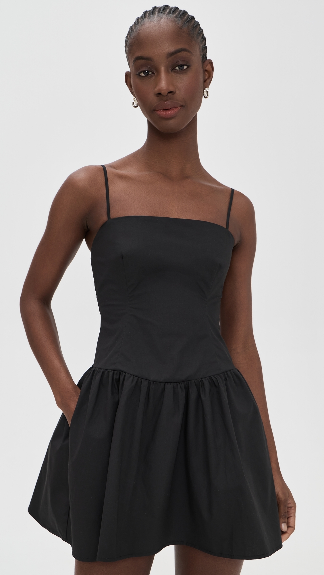 Poplin Smocking Dress Black