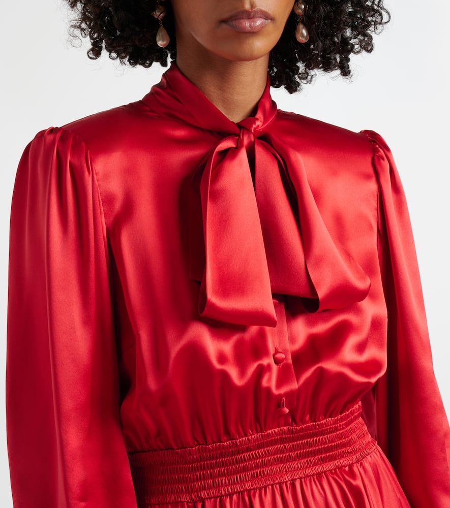 Silk satin shirt dress