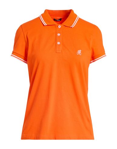Woman Polo shirt Orange Size S Cotton, Elastane