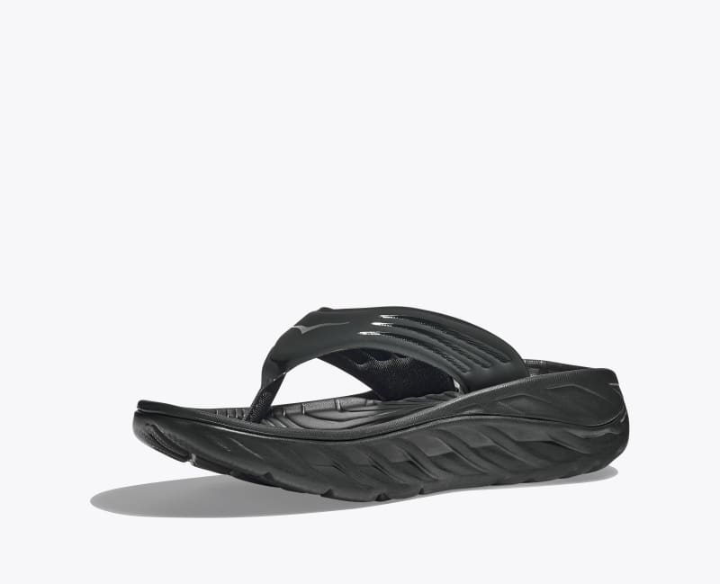 HOKA Men's ORA Recovery Flip Shoes in Black/Dark Gull Grey