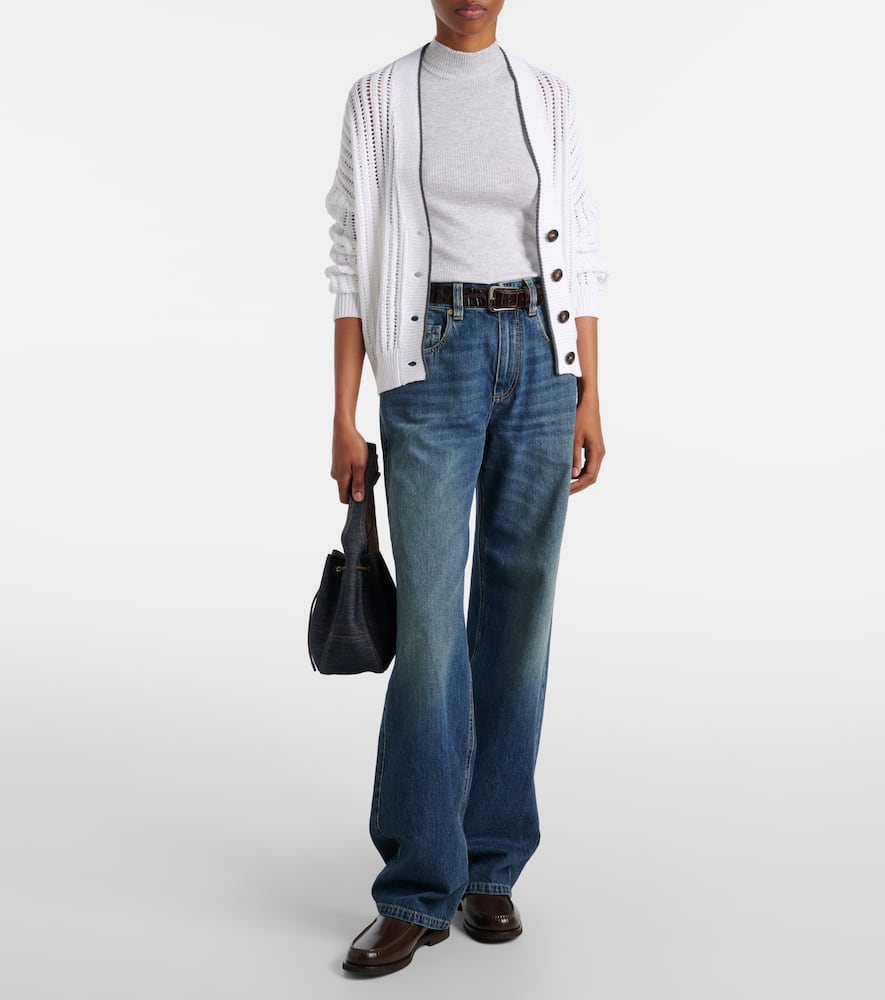 Ribbed-knit turtleneck top