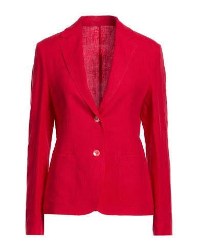 Woman Blazer Red Size 6 Linen