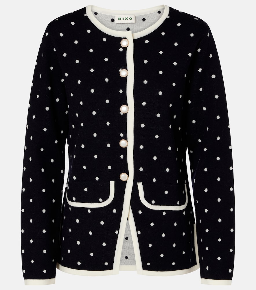 Mirja polka-dot wool-blend cardigan
