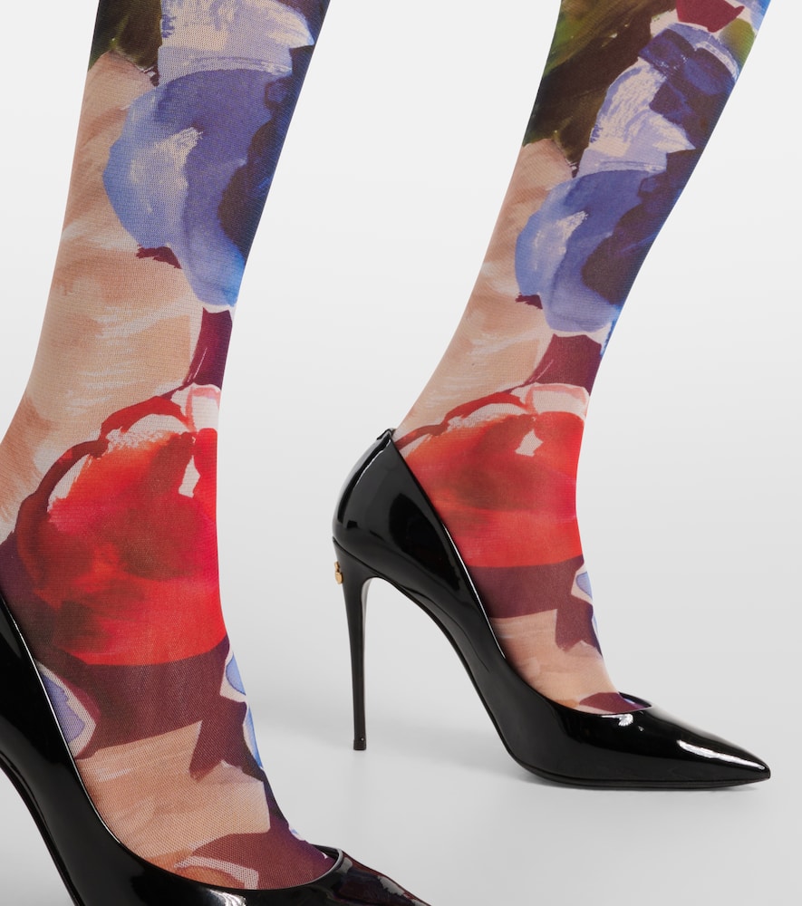 Printed tulle tights