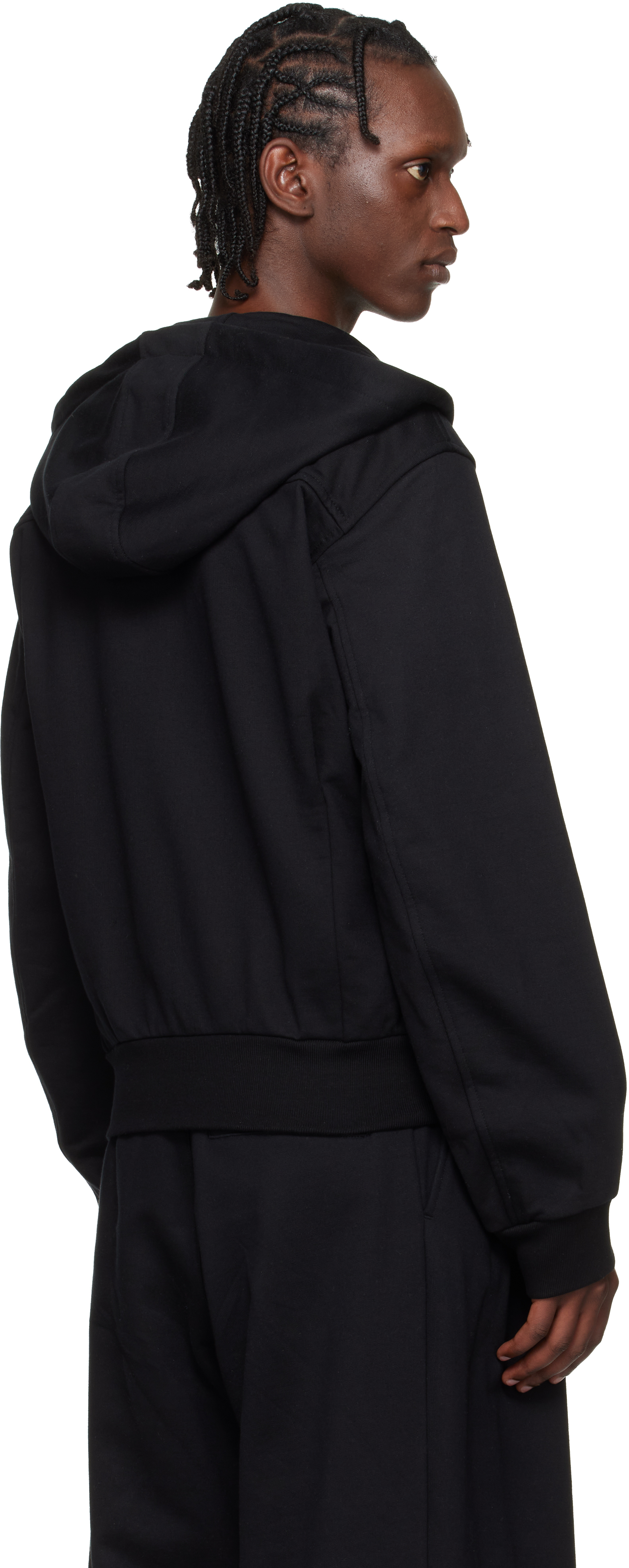 Black Loose Zipped Hoodie