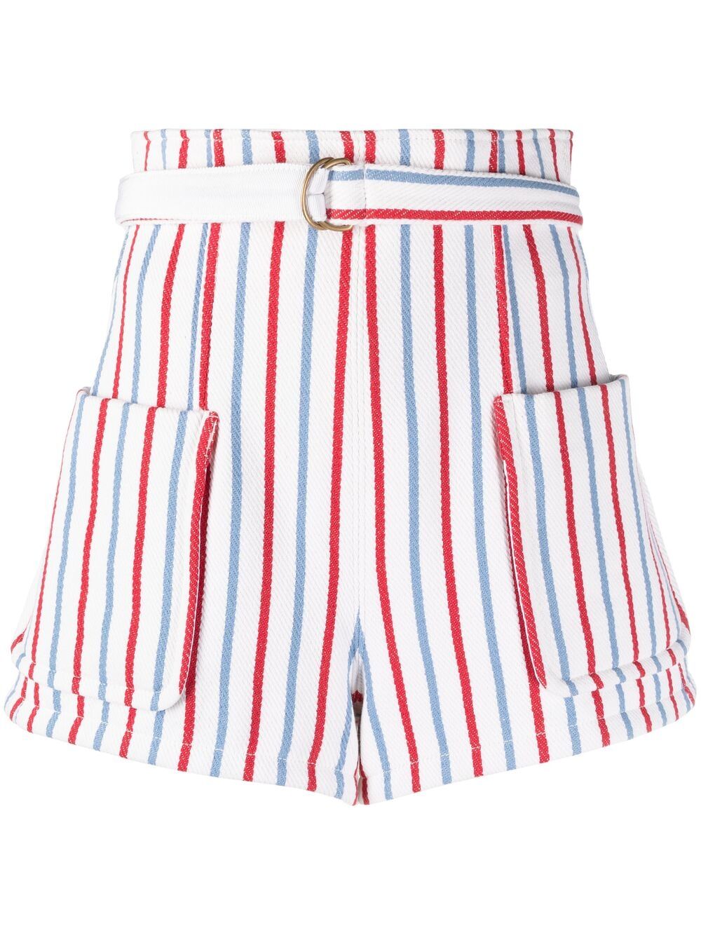 Striped high-waisted shorts - Neutrals