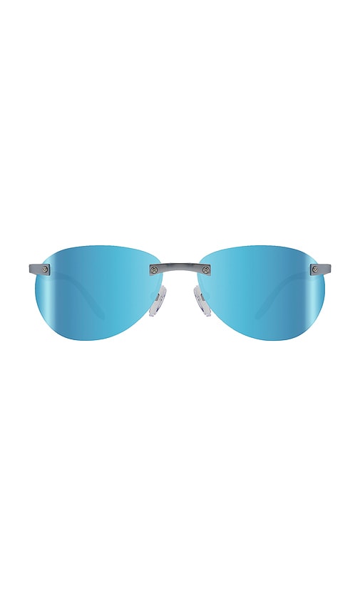 NRGY Voyager Sunglasses in Satin Chrome & Blue Water. a