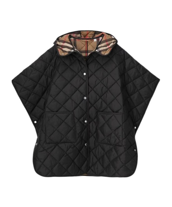 Quilted hooded cape