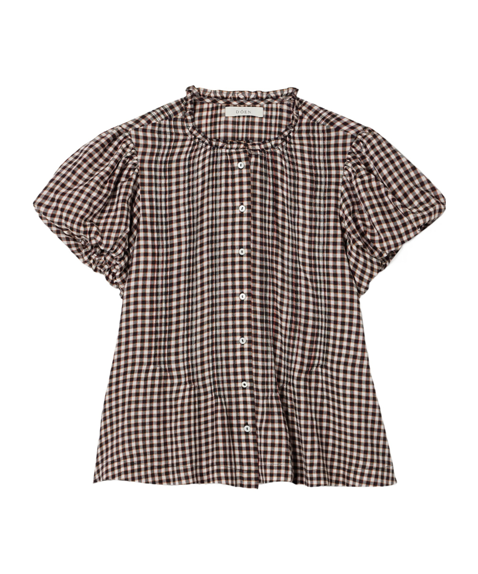 Millie ruffled checked organic cotton-voile blouse