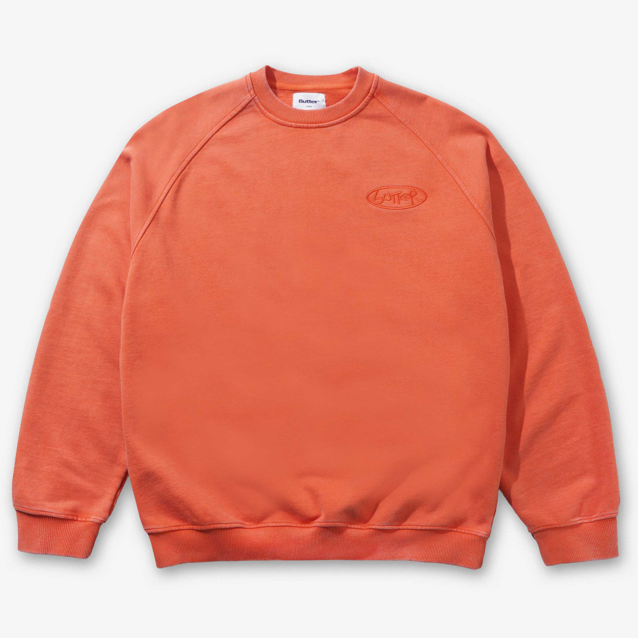 Butter Goods Scrubbed Crewneck - Tangerine - male