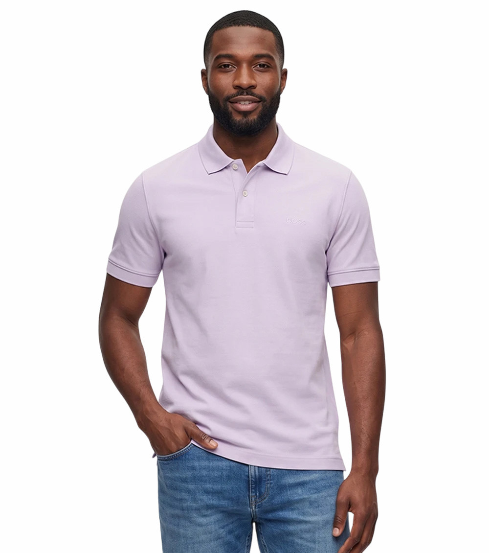 Purple Solid Shirt Collar Polo