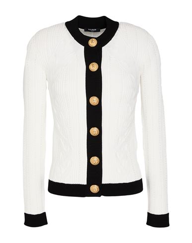 Woman Cardigan White Size 10 Viscose, Polyethylene