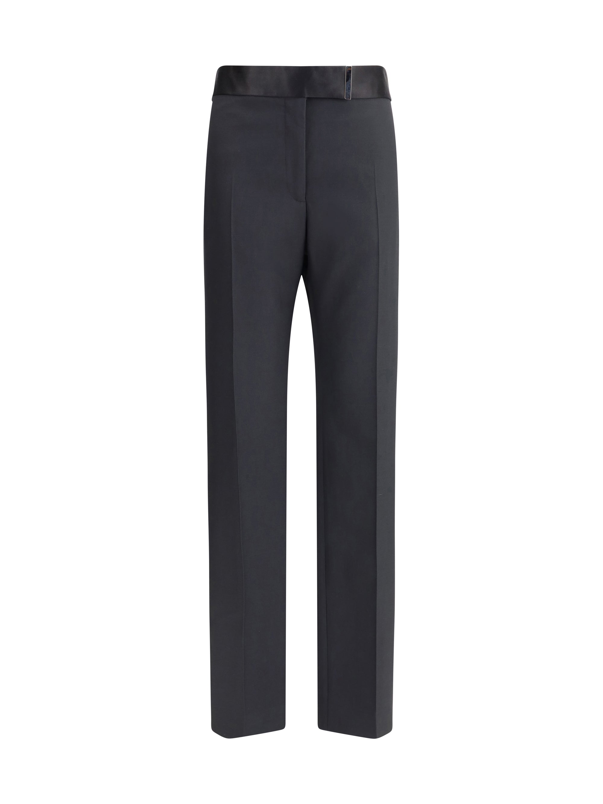 Wool and Silk Blend Trousers — Black