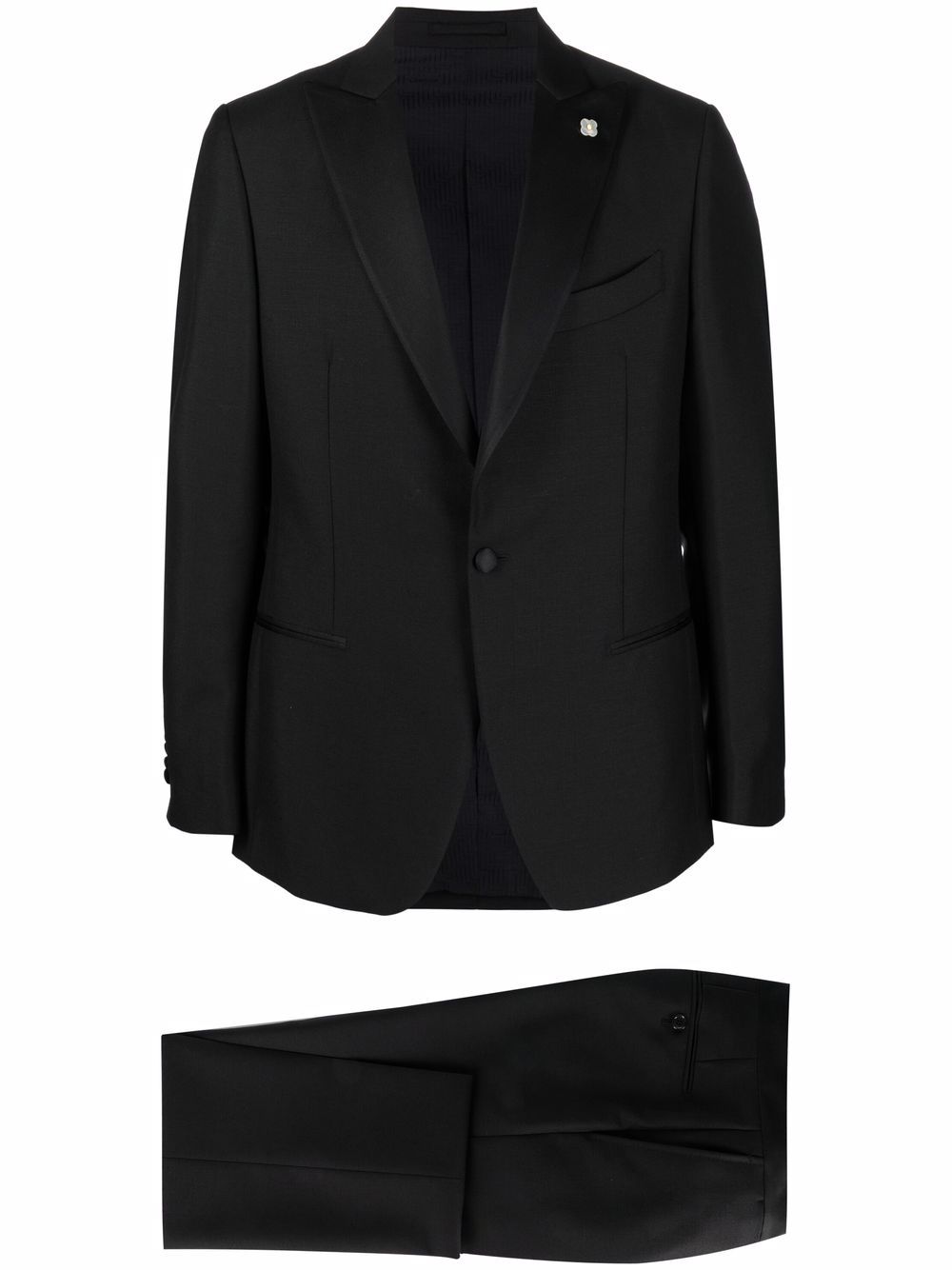 Logo-lapel single-breasted suit - Black