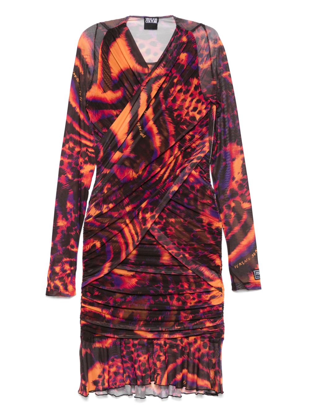 Versace Jeans Couture animal-print tulle midi dress - Black