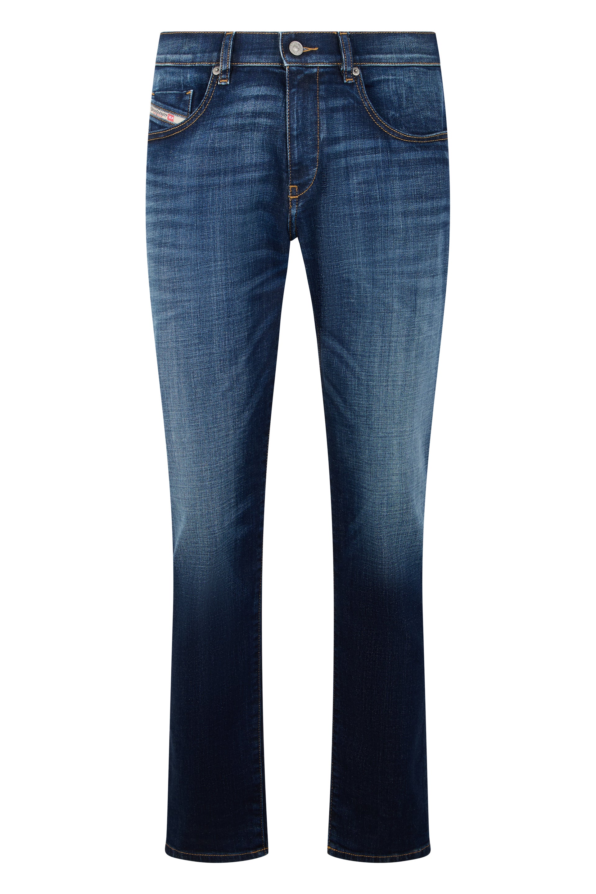 Men's Straight-Cut Slim Jeans with Slightly High Waist
