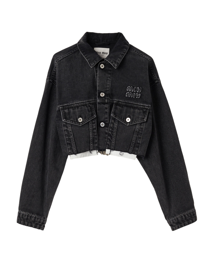 Black denim blouson jacket