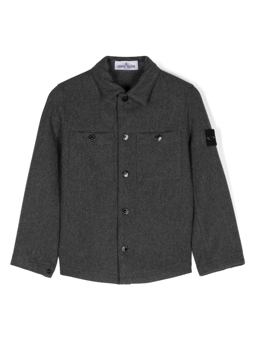 Compass-badge shirt jacket - Grey