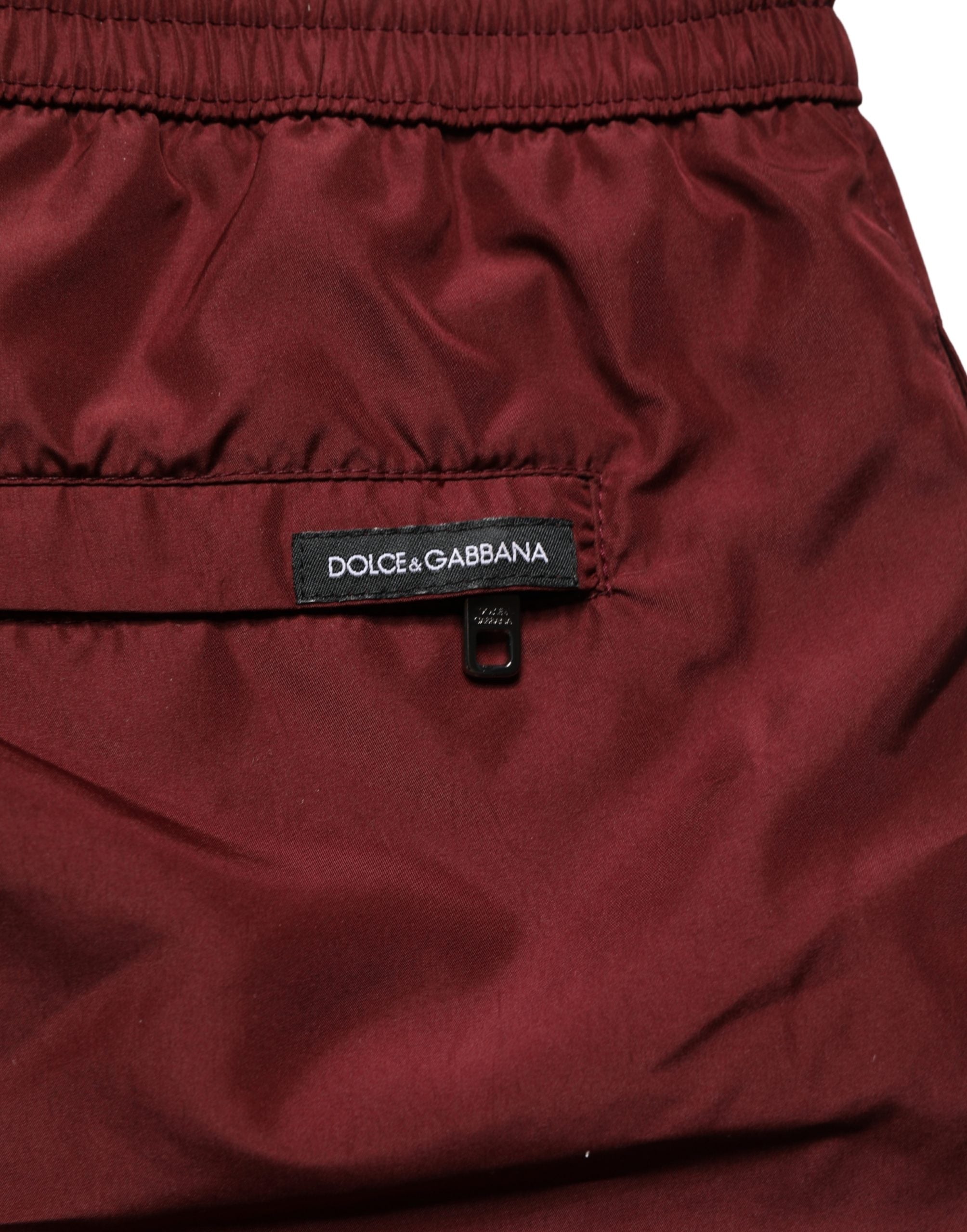 Drawstring Polyester Swim Shorts — Maroon