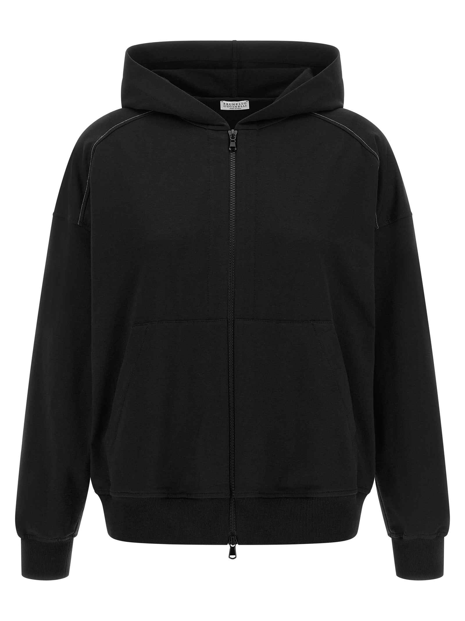 Lightweight Stretch Cotton Hoodie — Black
