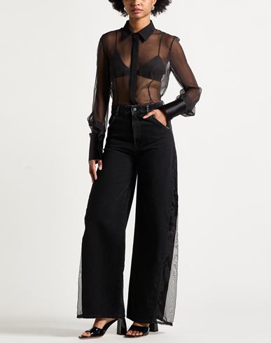 Woman Shirt Black Size M Silk, Viscose, Elastane