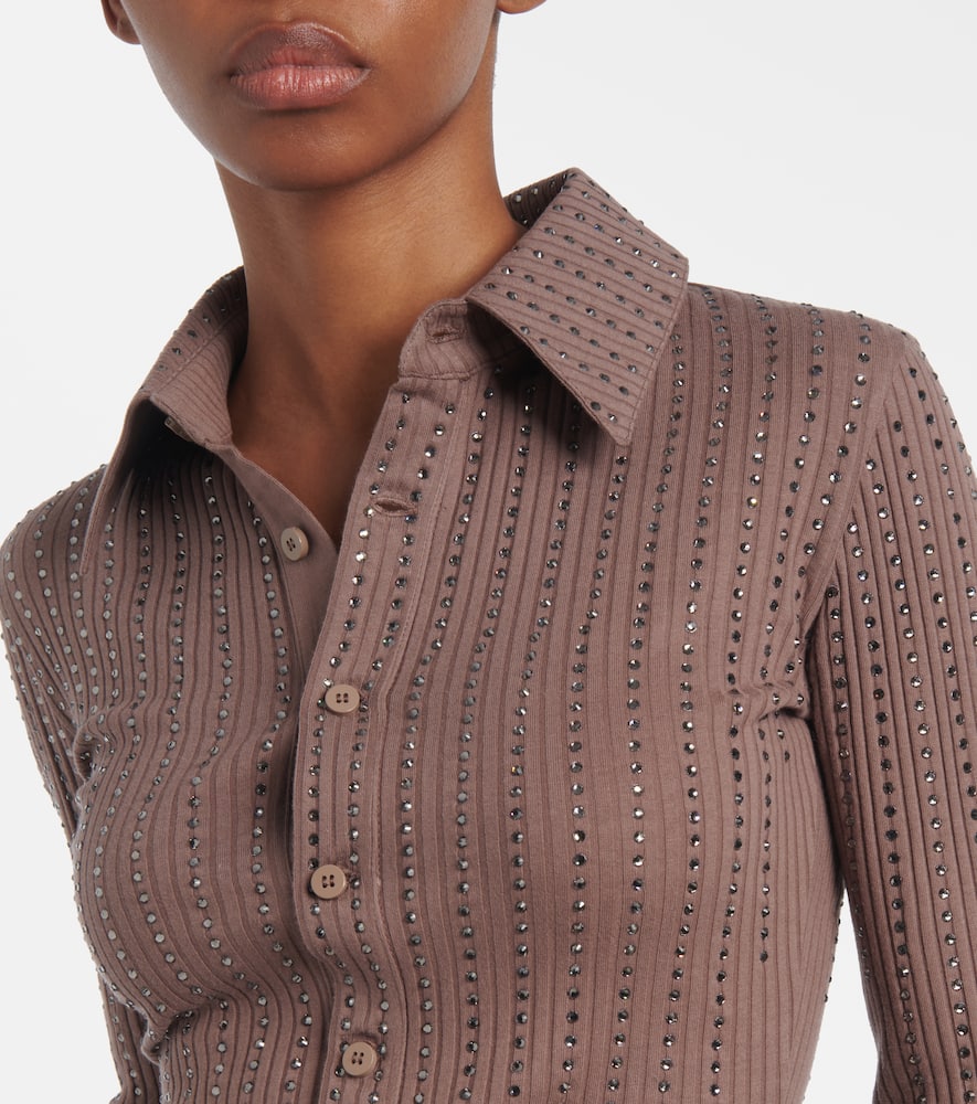 Embellished cotton polo sweater
