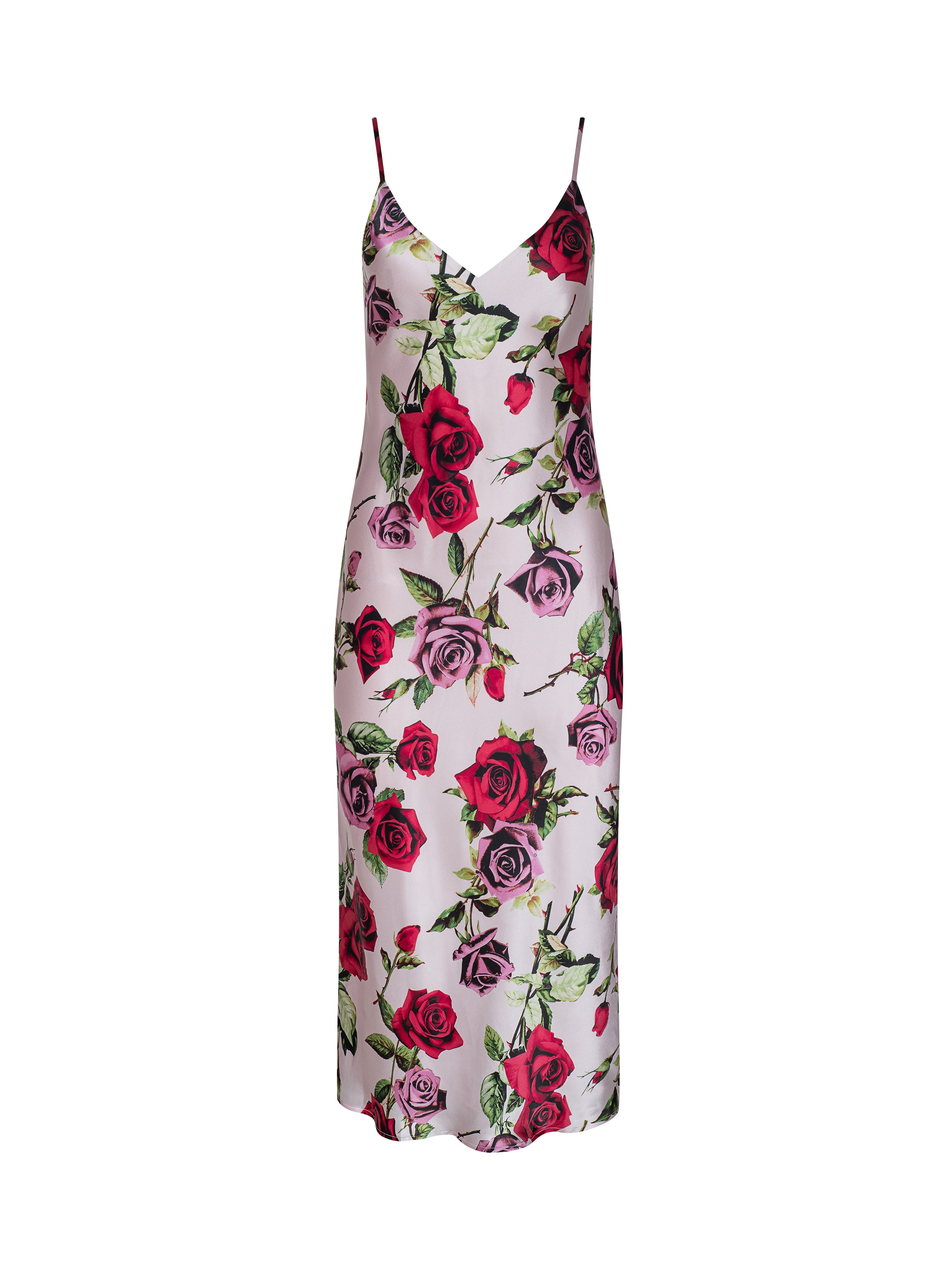 Seridie Silk Slip Dress In Pink Multi Romantic Rose