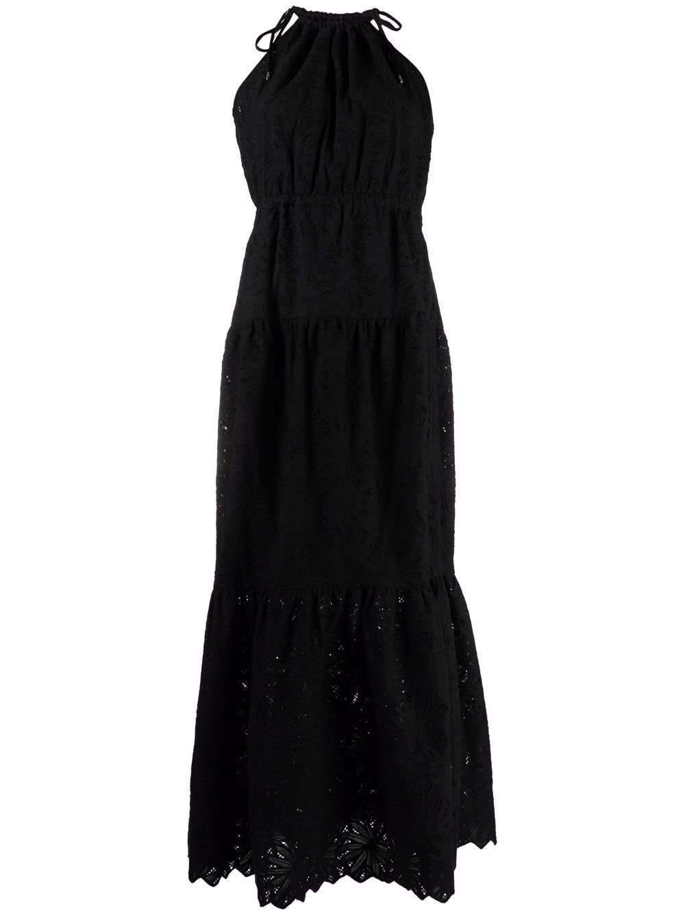 Embroidered cotton maxi dress - Black