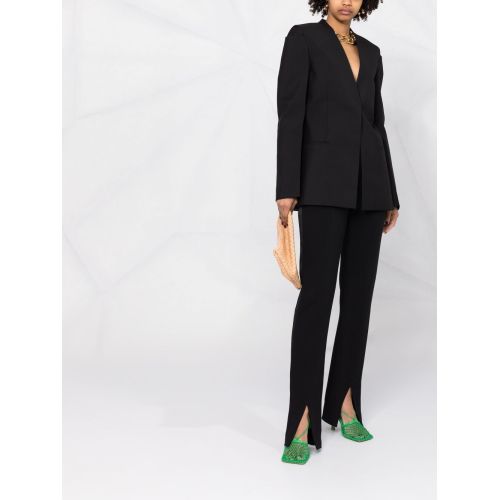 Collarless single-breasted jacket - Black