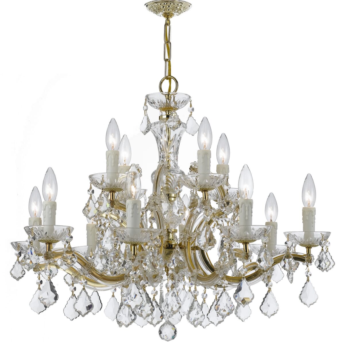 Maria Theresa 12-Light 23" Traditional Chandelier in Gold with Clear Hand Cut Crysta