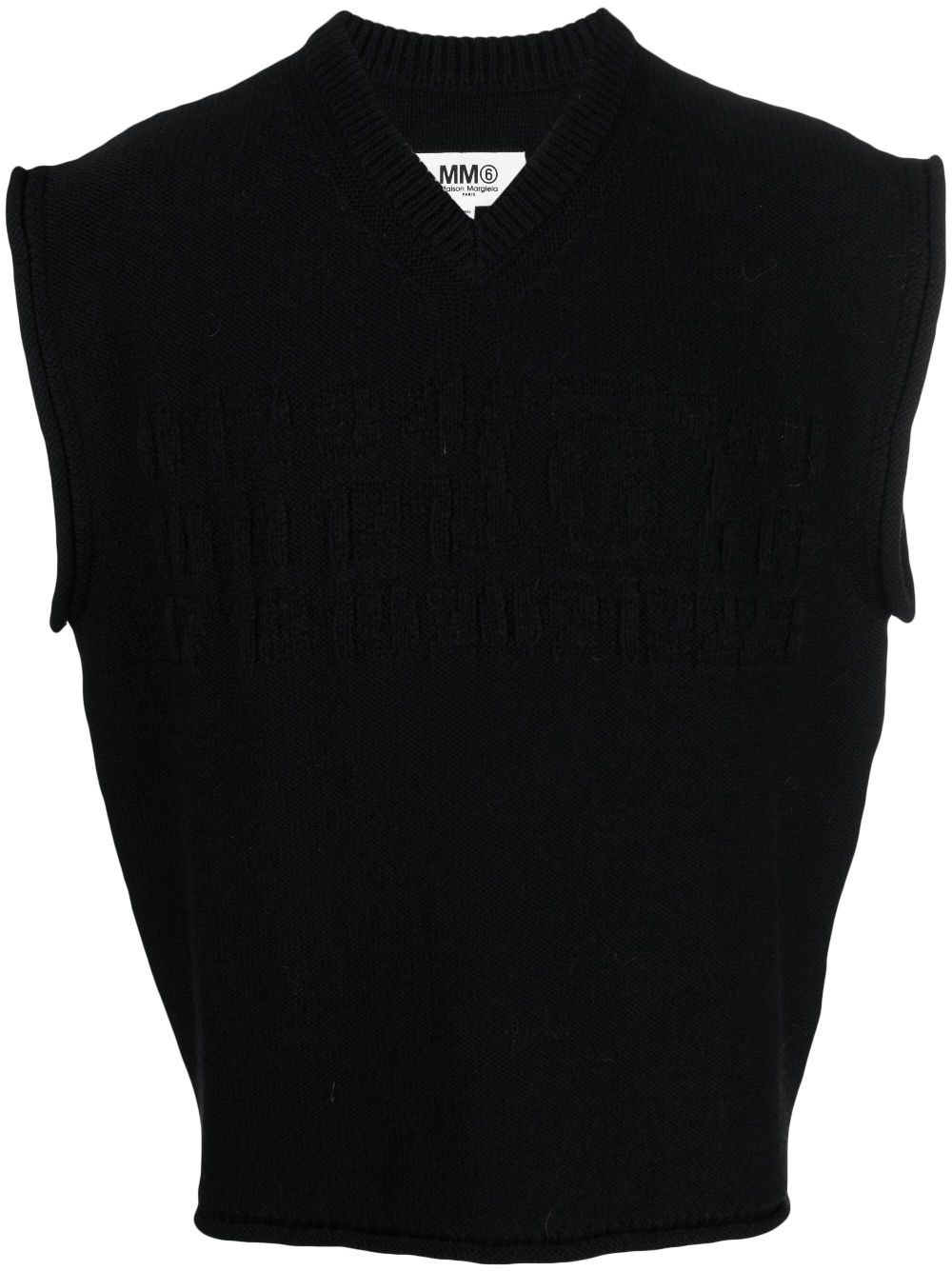 Number-motif embroidered vest - Black