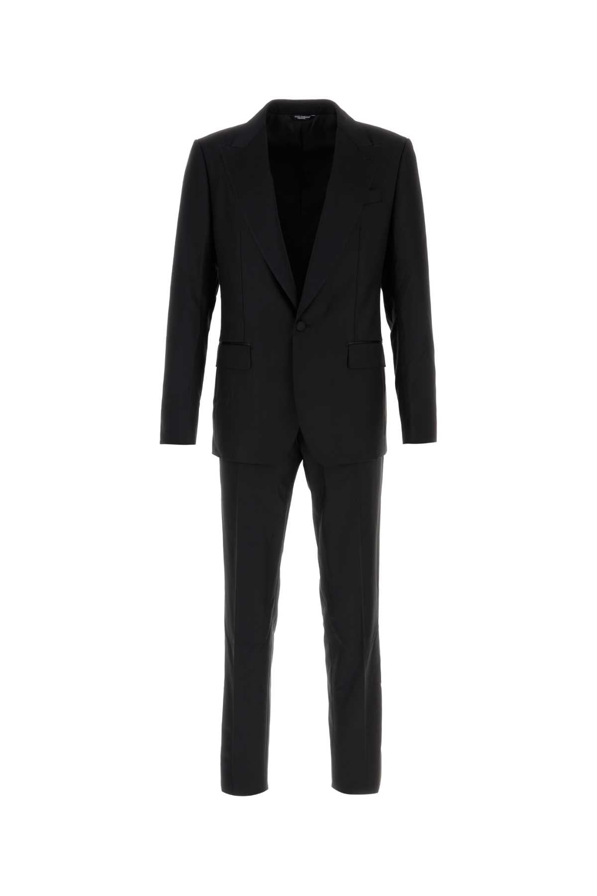 Virgin Wool Blend Pant Suit — Black