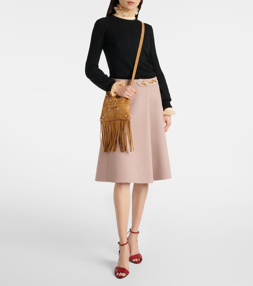 Wool and cashmere midi skirt