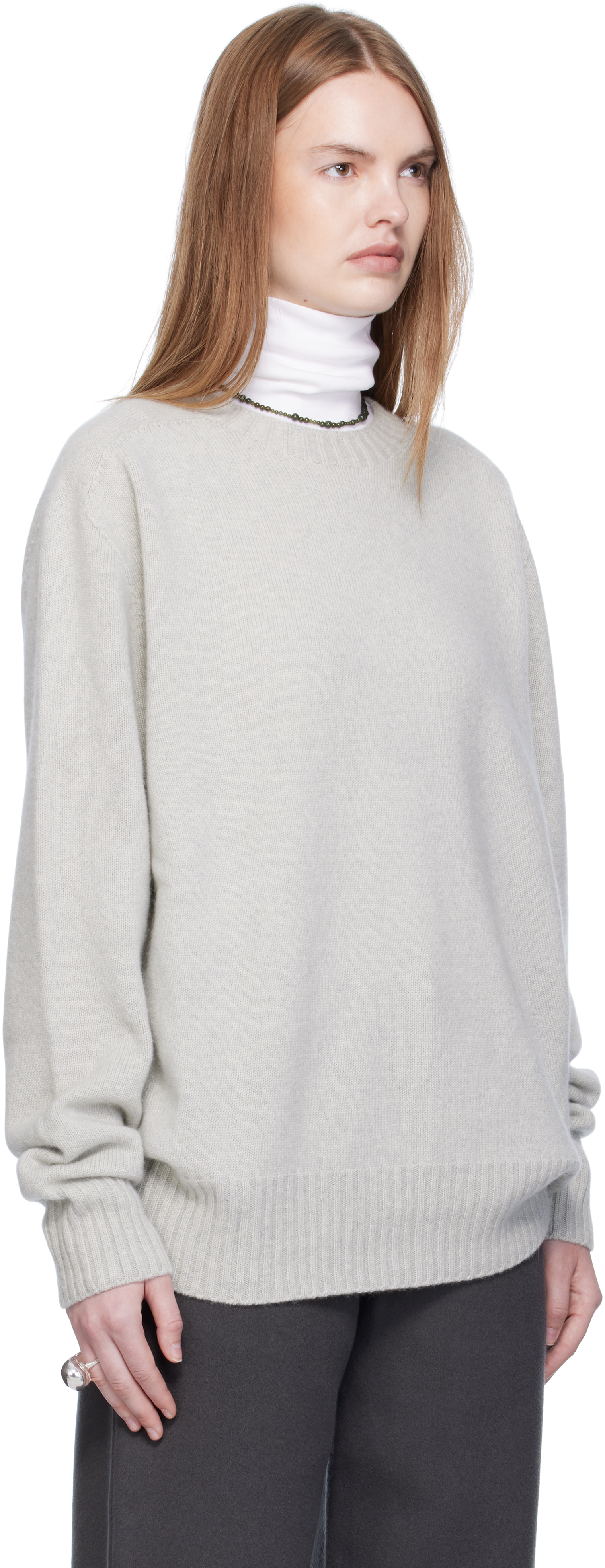 Gray Cashmere Relaxed Pullover Sweater