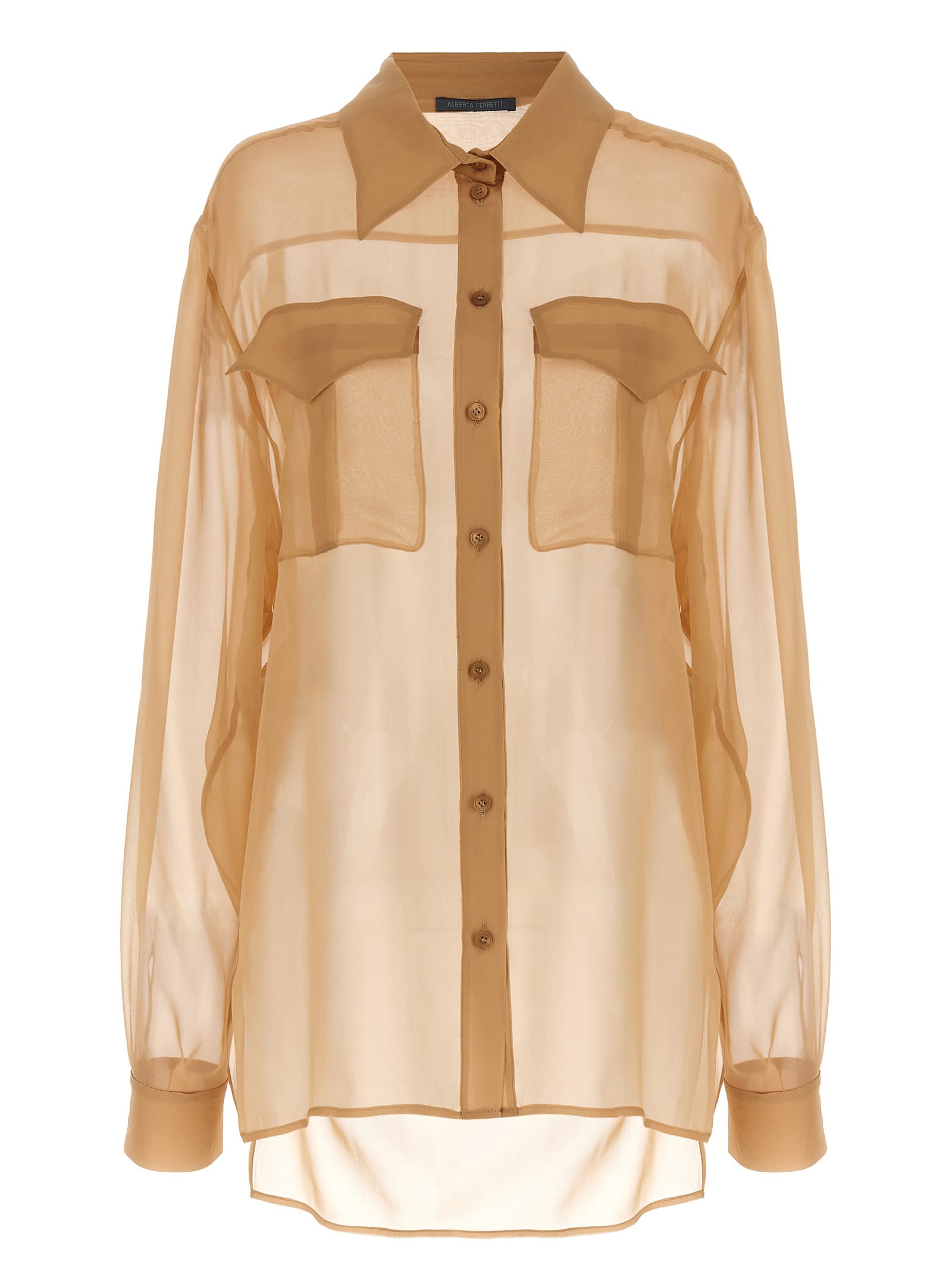 -Chiffon Shirt Camicie Beige-Donna