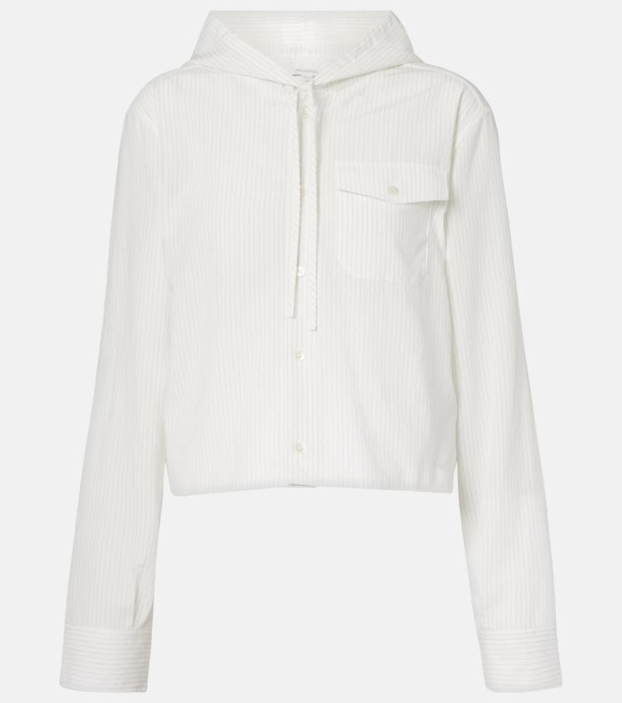 Pinstripe cropped hooded shirt