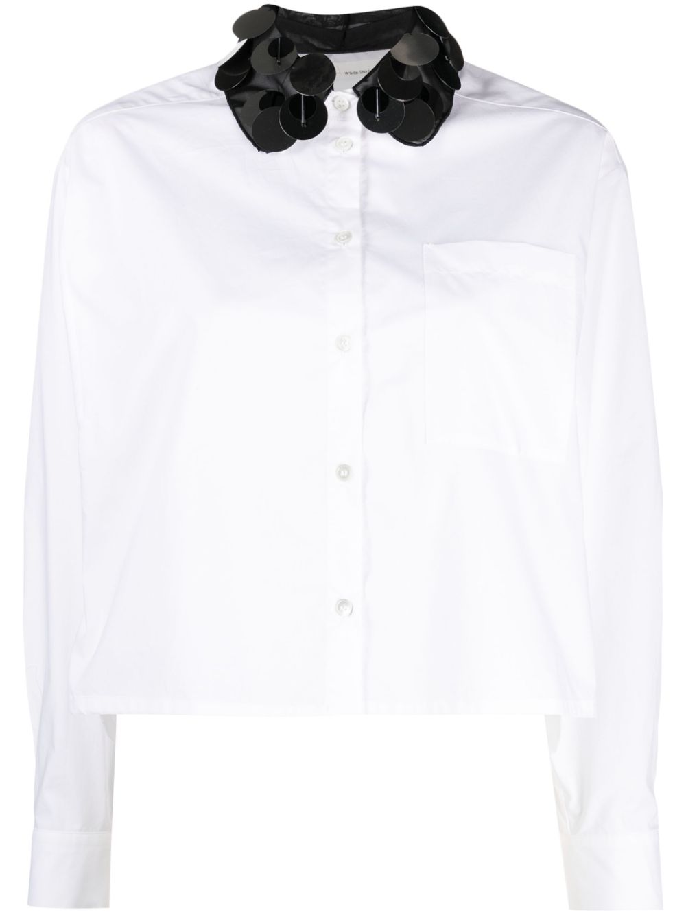 Sequin-detailing cotton shirt - White