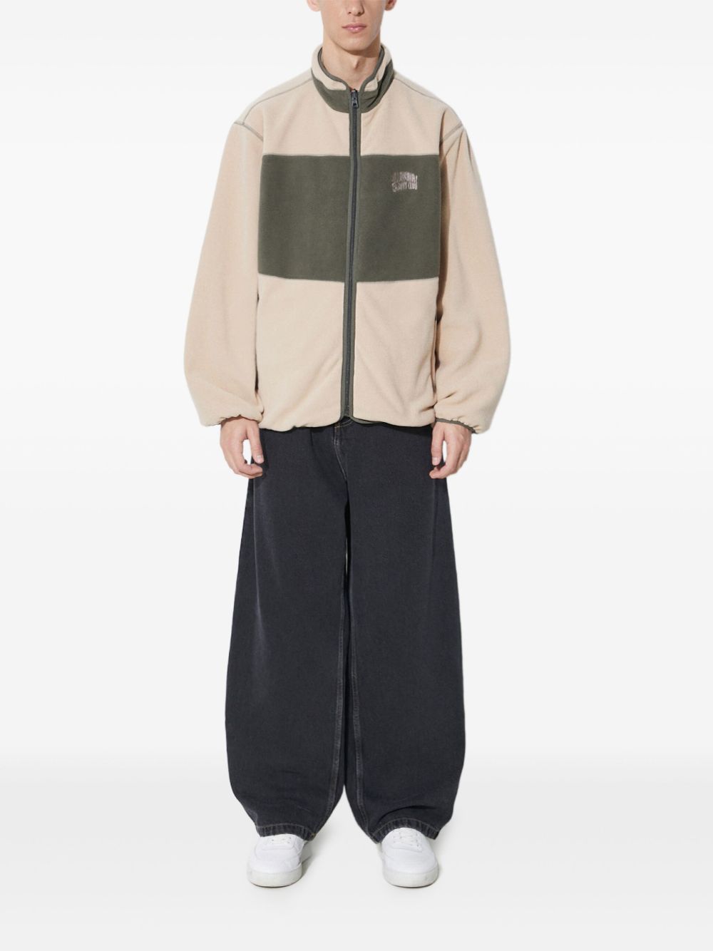 Colour-block fleece jacket - Neutrals