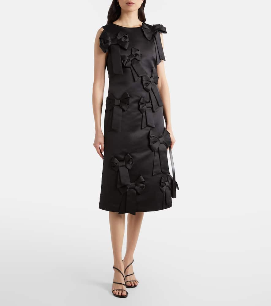 Bow-detail satin cocktail dress