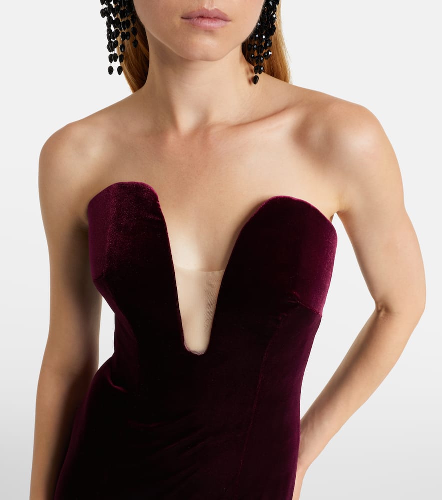 Strapless velvet gown