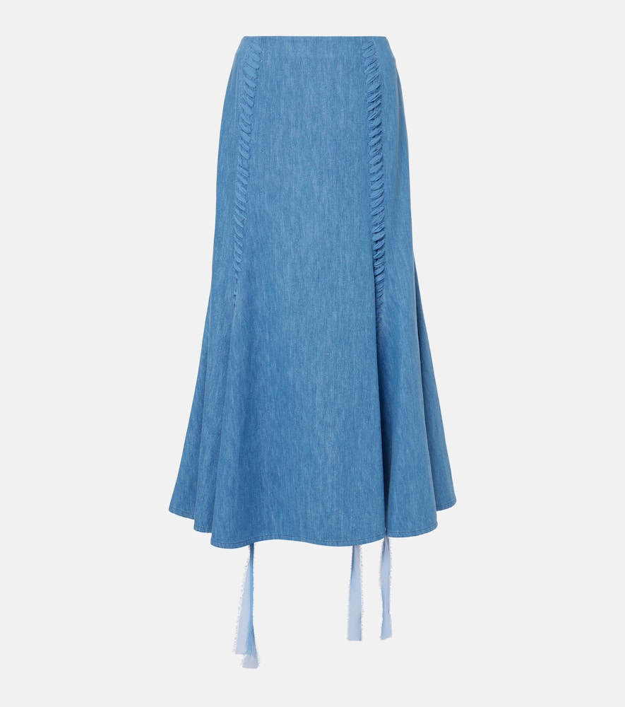 Dion cotton and linen midi skirt