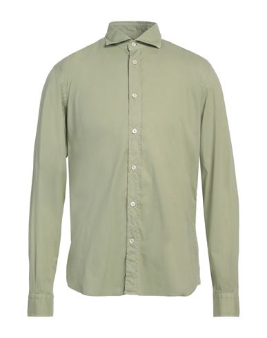 Man Shirt Sage green Size 16 Cotton, Elastane